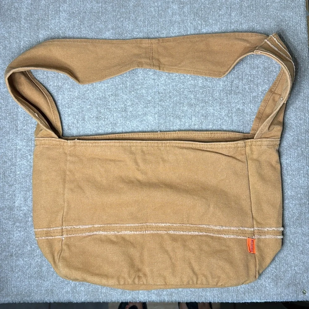 Munisha‎ Brown Canvas Crossbody Bag Thick Shoulder Strap Hobo Tote Messenger